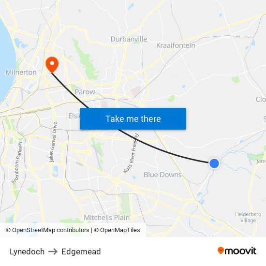 Lynedoch to Edgemead map