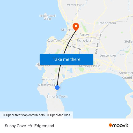 Sunny Cove to Edgemead map