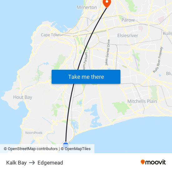 Kalk Bay to Edgemead map