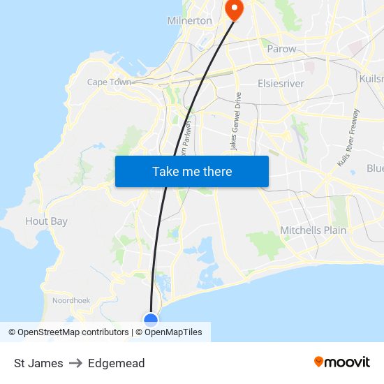 St James to Edgemead map