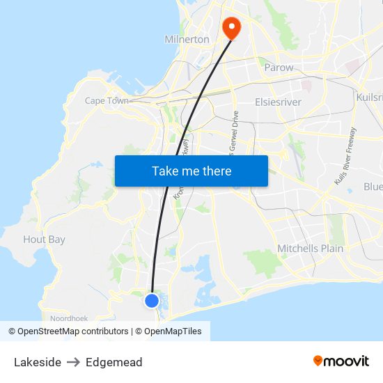 Lakeside to Edgemead map