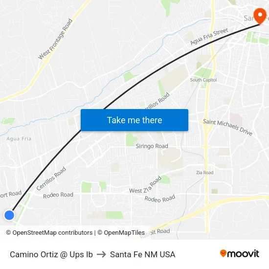 Camino Ortiz @ Ups Ib to Santa Fe NM USA map