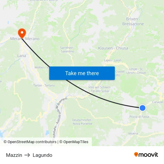 Mazzin to Lagundo map