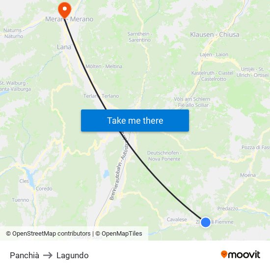 Panchià to Lagundo map