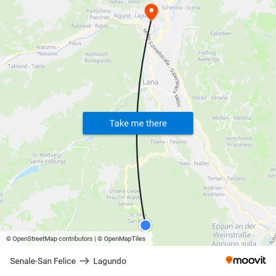 Senale-San Felice to Lagundo map