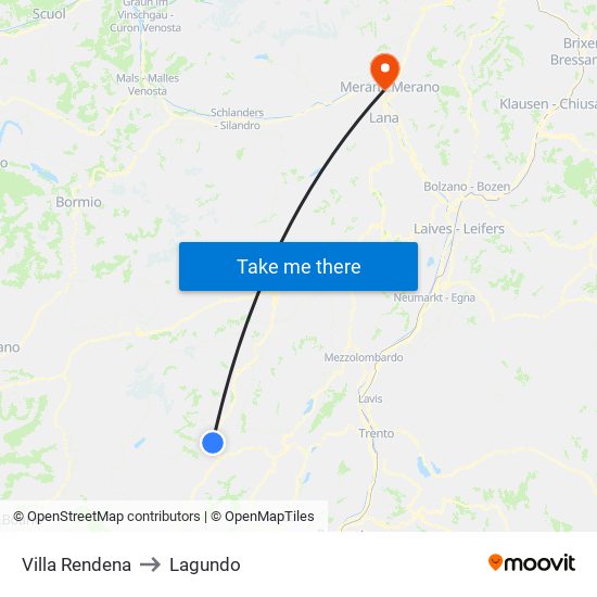 Villa Rendena to Lagundo map