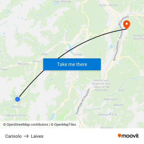 Carisolo to Laives map