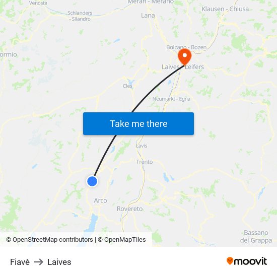 Fiavè to Laives map
