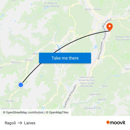 Ragoli to Laives map