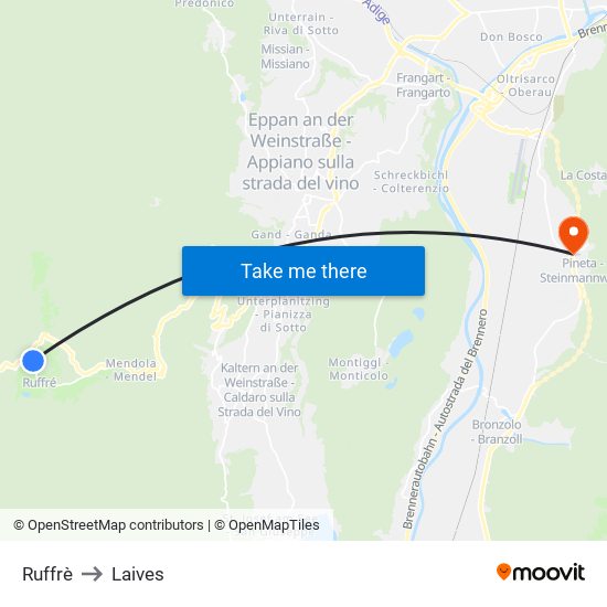 Ruffrè to Laives map