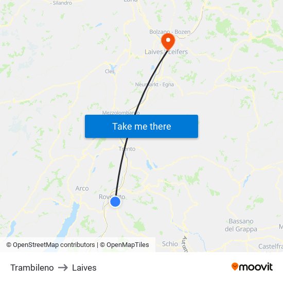 Trambileno to Laives map