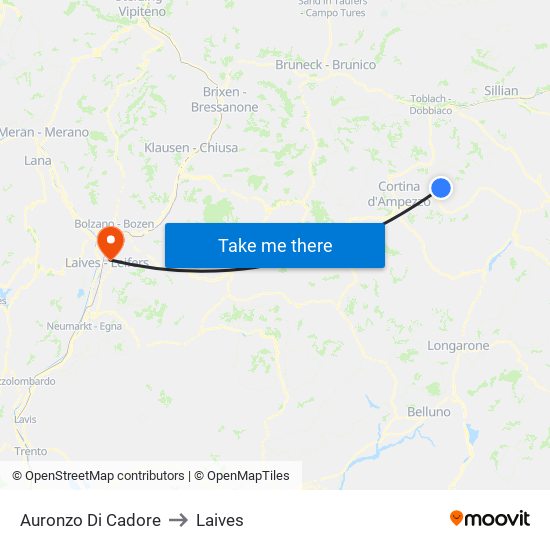 Auronzo Di Cadore to Laives map