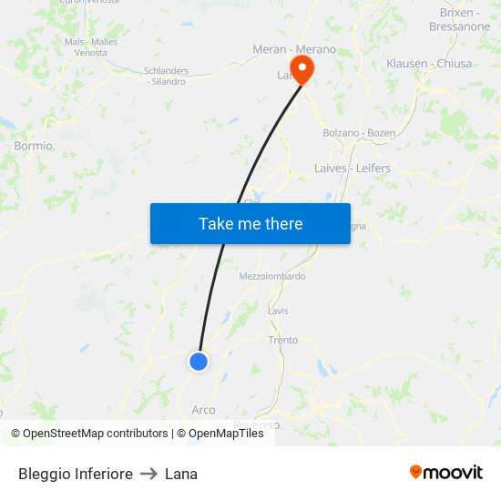 Bleggio Inferiore to Lana map