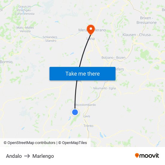 Andalo to Marlengo map