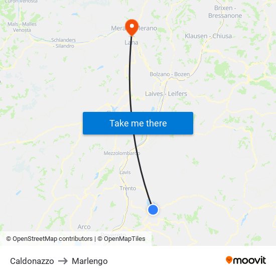 Caldonazzo to Marlengo map