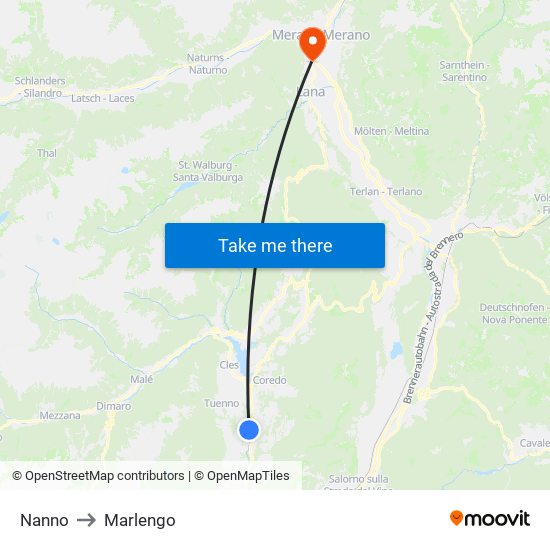 Nanno to Marlengo map