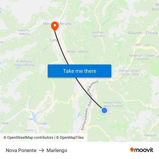 Nova Ponente to Marlengo map