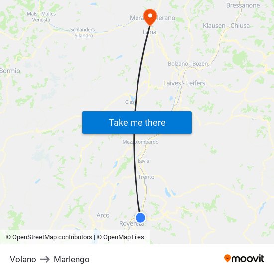 Volano to Marlengo map