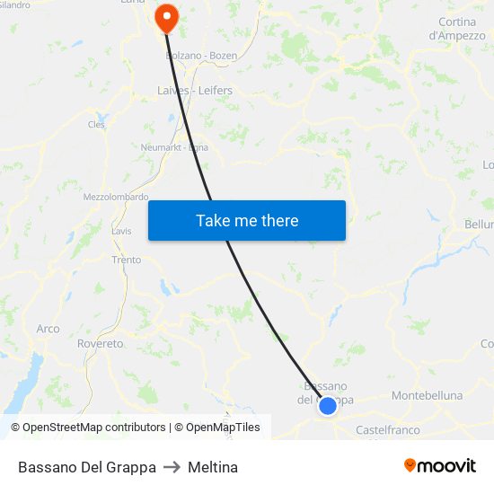 Bassano Del Grappa to Meltina map