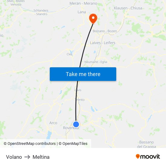 Volano to Meltina map