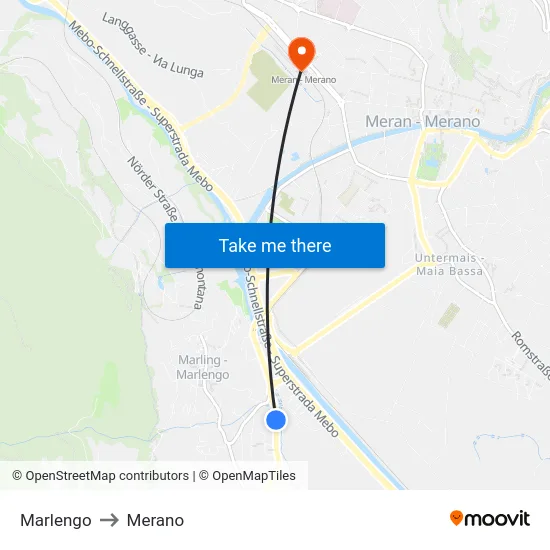 Marlengo to Merano map