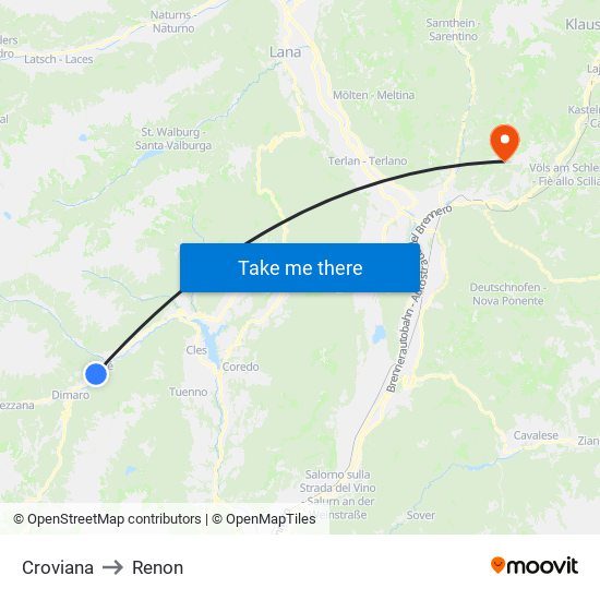 Croviana to Renon map