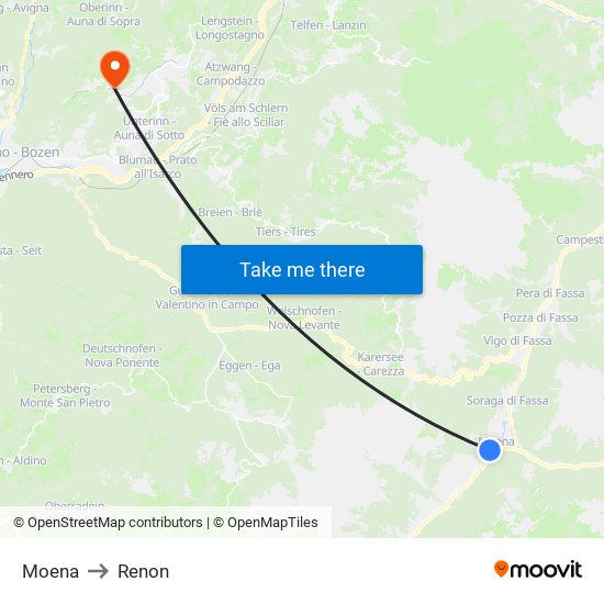 Moena to Renon map