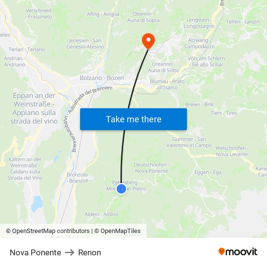 Nova Ponente to Renon map