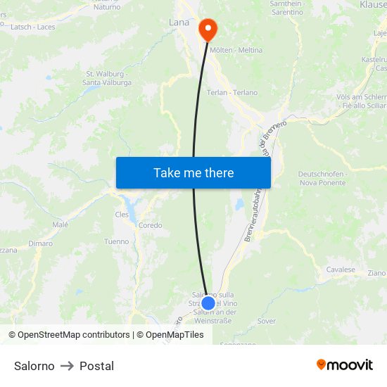 Salorno to Postal map