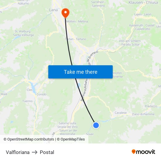 Valfloriana to Postal map