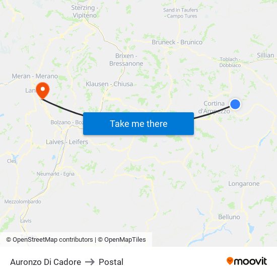 Auronzo Di Cadore to Postal map