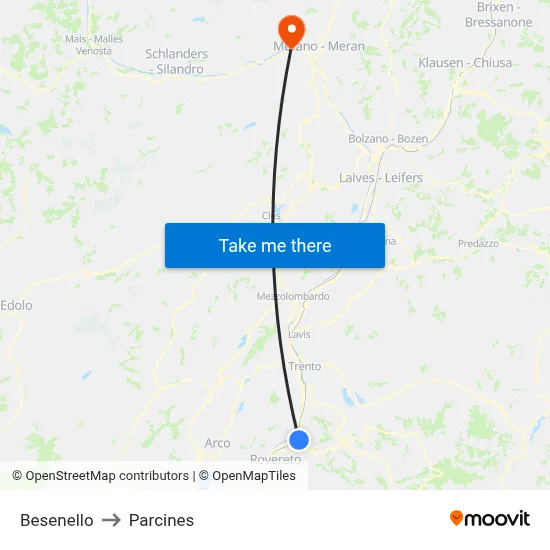 Besenello to Parcines map