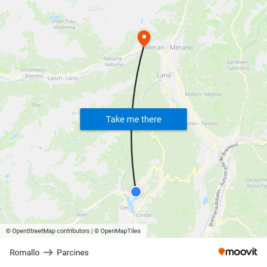 Romallo to Parcines map