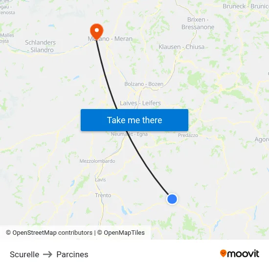 Scurelle to Parcines map