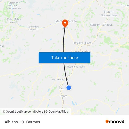 Albiano to Cermes map