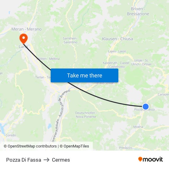 Pozza Di Fassa to Cermes map