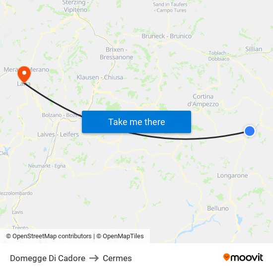 Domegge Di Cadore to Cermes map