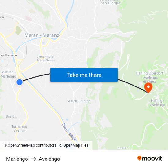Marlengo to Avelengo map