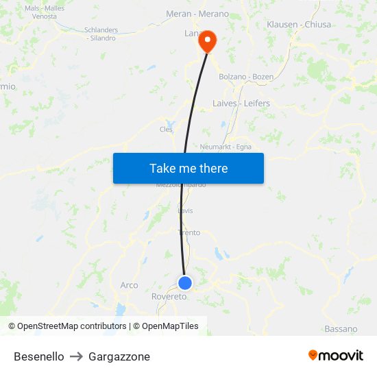 Besenello to Gargazzone map