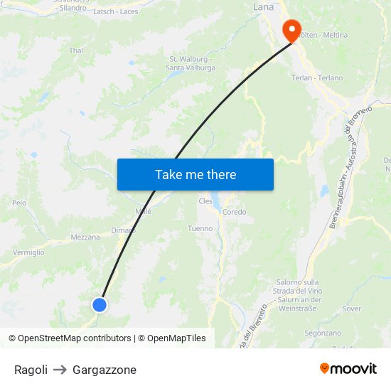 Ragoli to Gargazzone map