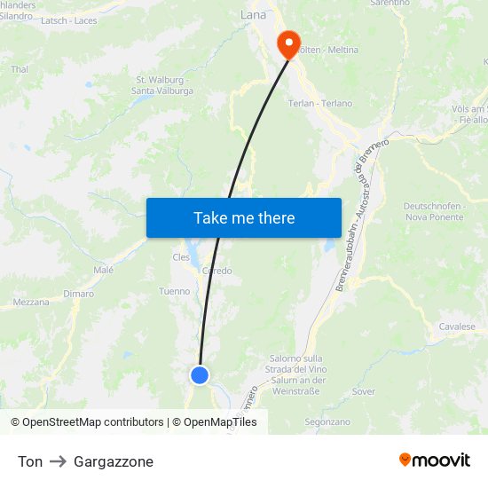 Ton to Gargazzone map