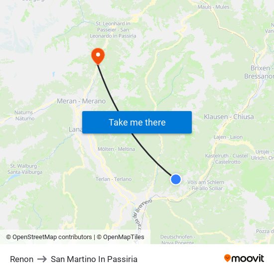 Renon to San Martino In Passiria map