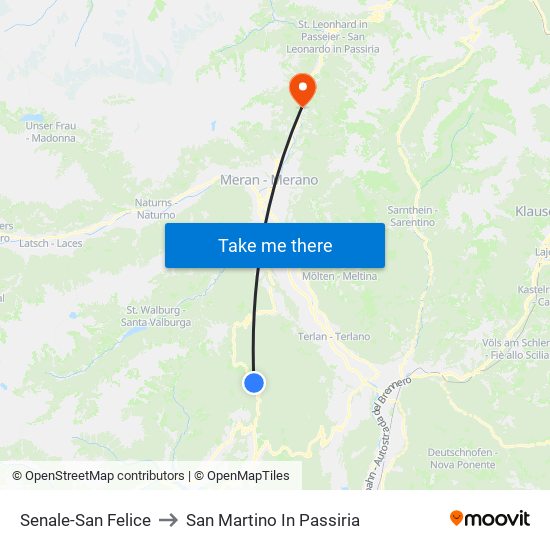 Senale-San Felice to San Martino In Passiria map