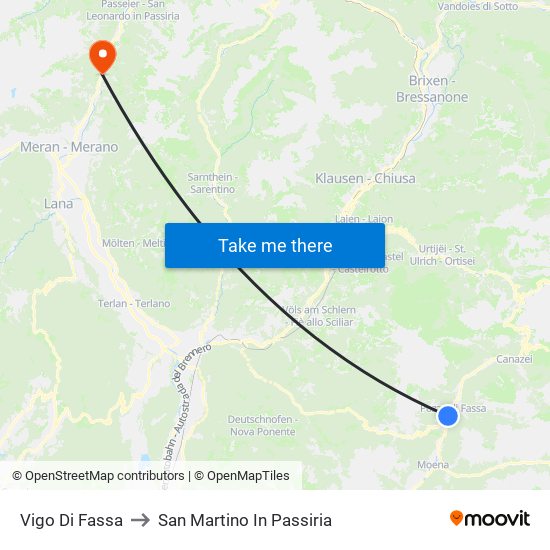 Vigo Di Fassa to San Martino In Passiria map