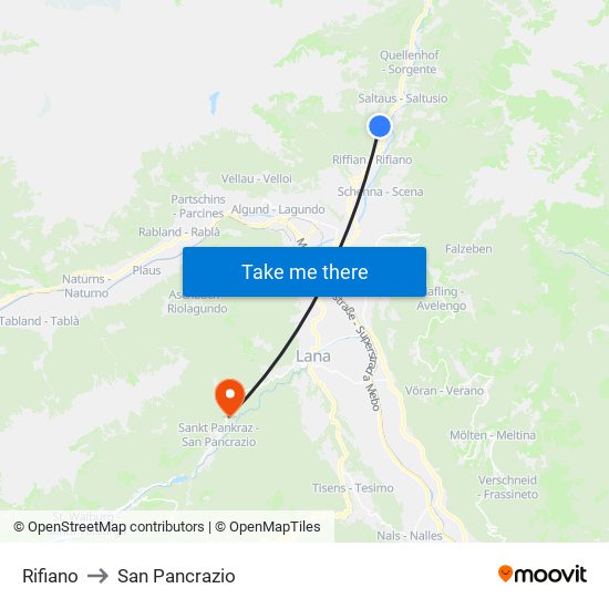 Rifiano to San Pancrazio map