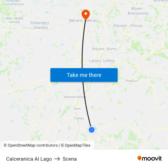Calceranica Al Lago to Scena map
