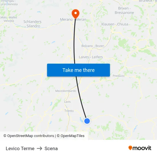 Levico Terme to Scena map