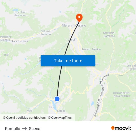 Romallo to Scena map