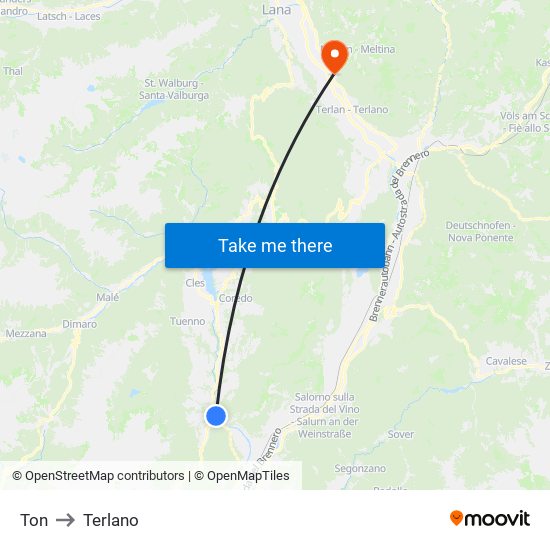 Ton to Terlano map