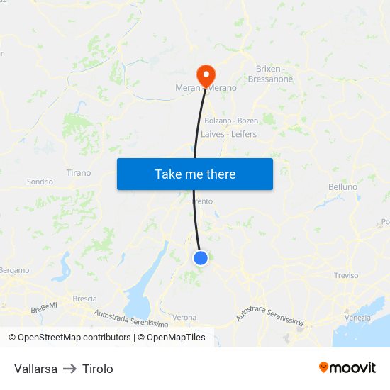 Vallarsa to Tirolo map